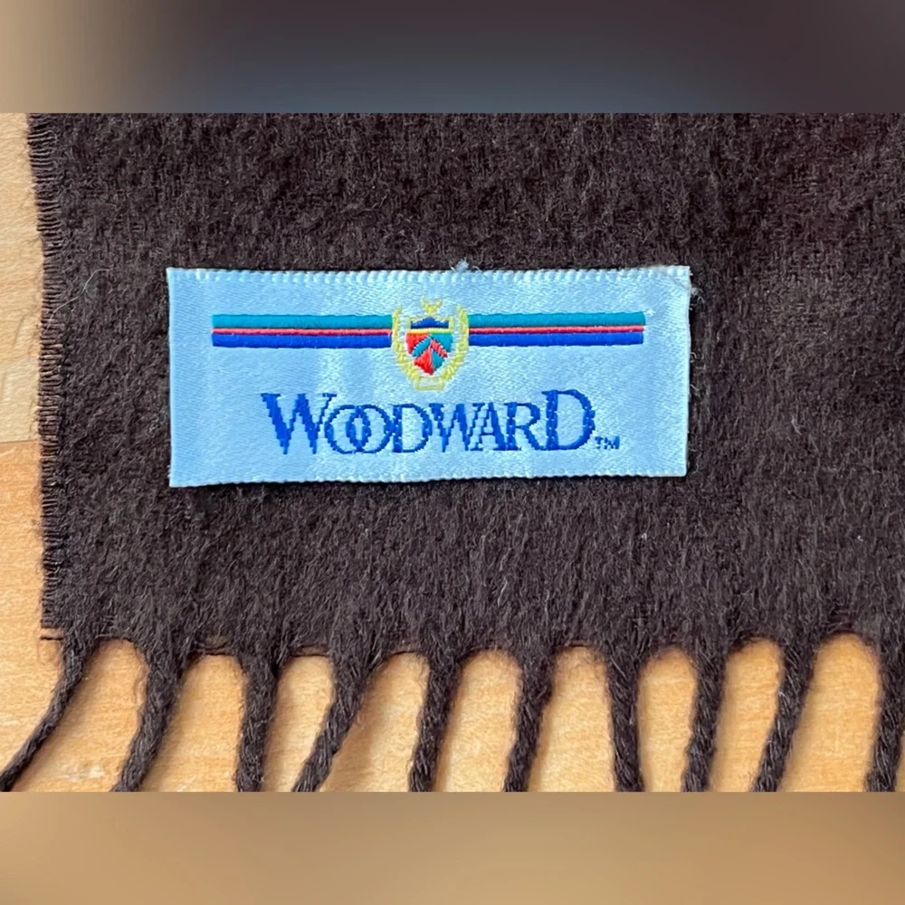 🐑Woodward Plaid Cashmere Wool Fringed Scarf | Taupe Brown Blue + Red